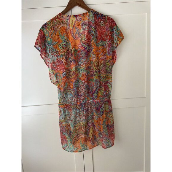 RALPH LAUREN 🌸 SHEER BOLD PRINT / BLOUSE / COVER UP - Picture 3 of 16